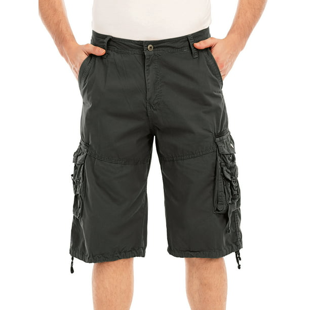 Mens Multi Pocket Casual Shorts Cotton Twill Cargo Short for Hiking Fishing 